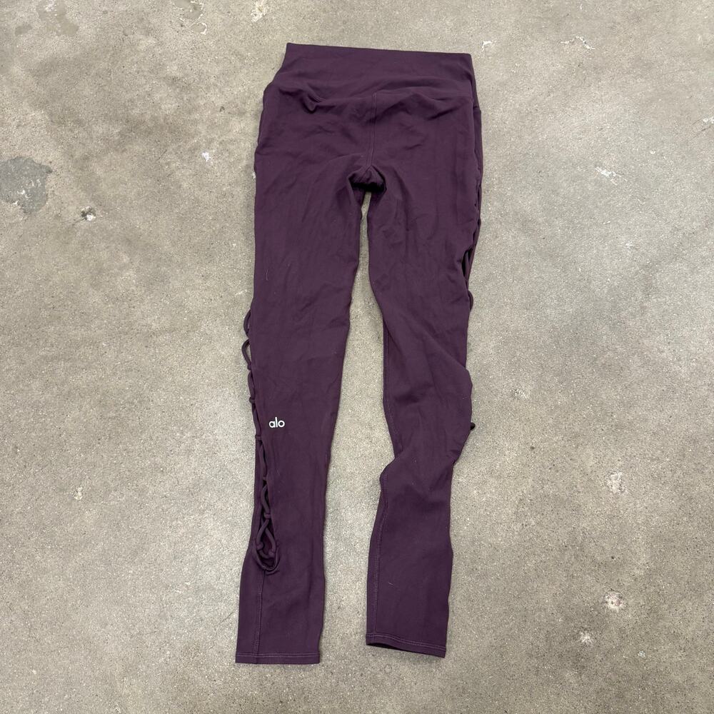 Alo Lace Up Gym Yoga Leggings Purple Medium Women